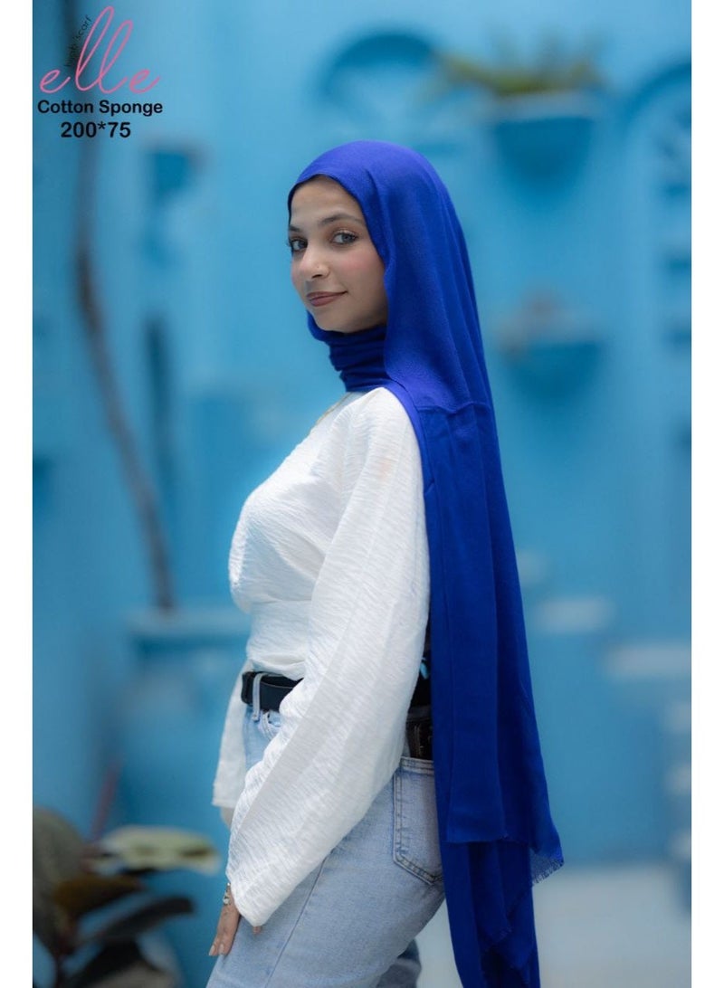 ايل طرحة و وشاح حجاب إسلامي قطن اسبونج فاخر من القطن للنساء للمناسبات والأيام العادية - مقاس (200 سم × 75 سم)
