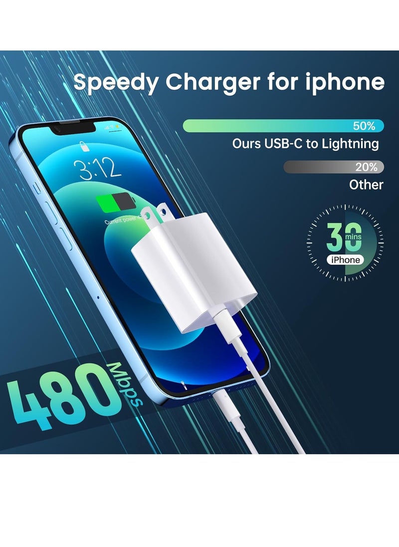 ELTRAZONE - USB C Charger iPhone Charger Fast Charging【MFi Certified】3Pack 20W Type C Wall Charger Block with 6FT Long USB C to Lightning Cable Compatible for iPhone 14Pro/13 Pro/12/12 Pro Max/11/XS Max/XS/XR/X/8 - Image 1