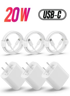 USB C Charger iPhone Charger Fast Charging【MFi Certified】3Pack 20W Type C Wall Charger Block with 6FT Long USB C to Lightning Cable Compatible for iPhone 14Pro/13 Pro/12/12 Pro Max/11/XS Max/XS/XR/X/8