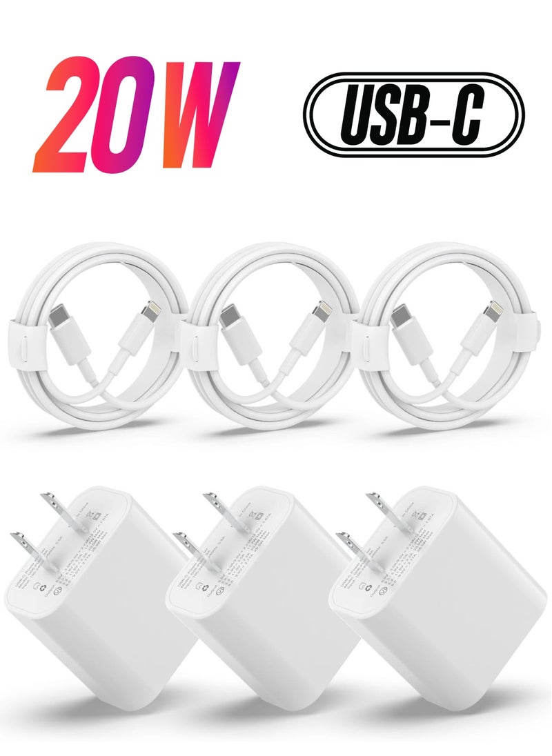 ELTRAZONE - USB C Charger iPhone Charger Fast Charging【MFi Certified】3Pack 20W Type C Wall Charger Block with 6FT Long USB C to Lightning Cable Compatible for iPhone 14Pro/13 Pro/12/12 Pro Max/11/XS Max/XS/XR/X/8 - Image 1