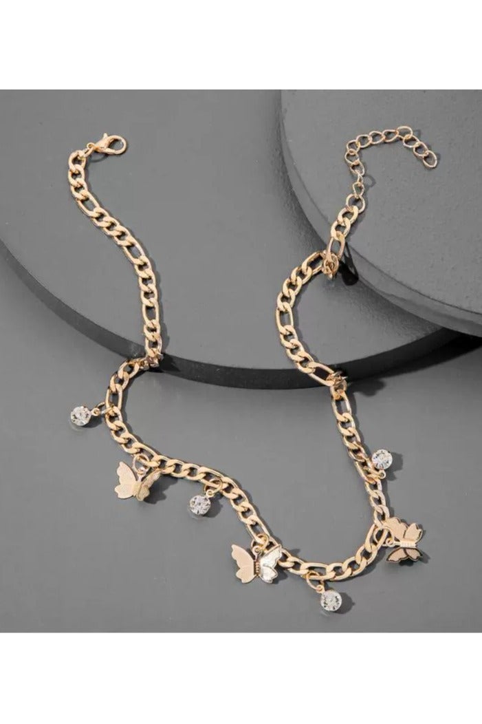 Goolsky Butterfly Rhinestone Necklace for Women – Trendy Short Chain Choker, Dainty Bling Crystal Pendant, Y2K Fashion Jewelry - Image 2