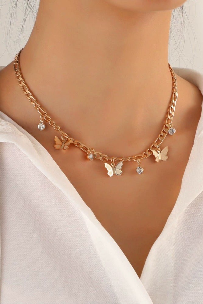 Goolsky Butterfly Rhinestone Necklace for Women – Trendy Short Chain Choker, Dainty Bling Crystal Pendant, Y2K Fashion Jewelry - Image 3
