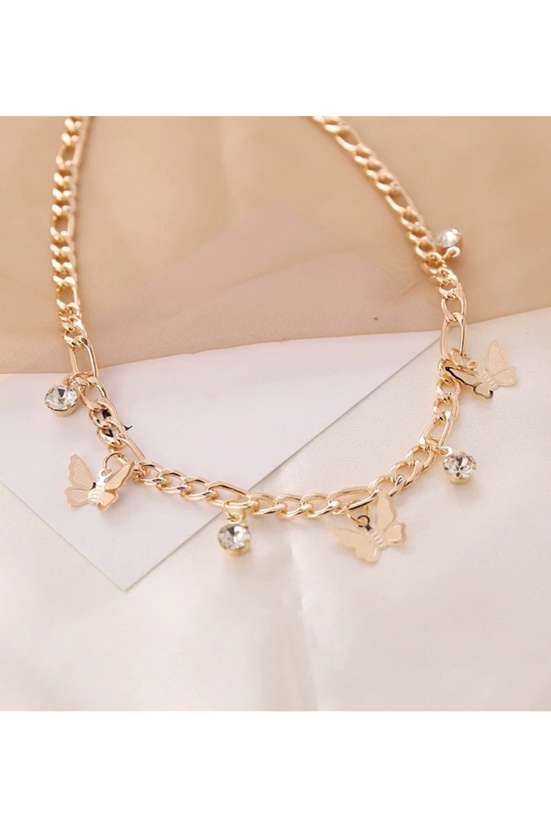 Goolsky Butterfly Rhinestone Necklace for Women – Trendy Short Chain Choker, Dainty Bling Crystal Pendant, Y2K Fashion Jewelry - Image 4