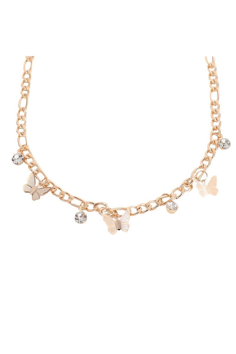 Goolsky Butterfly Rhinestone Necklace for Women – Trendy Short Chain Choker, Dainty Bling Crystal Pendant, Y2K Fashion Jewelry - Image 5