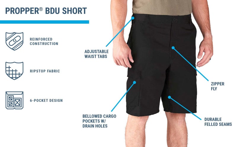 Propper Men's Polyester/Cotton Shorts, Black, Small - Image 4