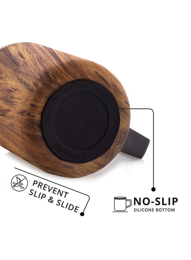 Elemental Insulated Coffee Mug - Triple-Wall Stainless Steel Summit Travel Cup for Hot and Cold Drinks - Thermal Coffee Mug with Lid and Handle for Camping, Office & Travel 16oz - Teakwood - Image 4