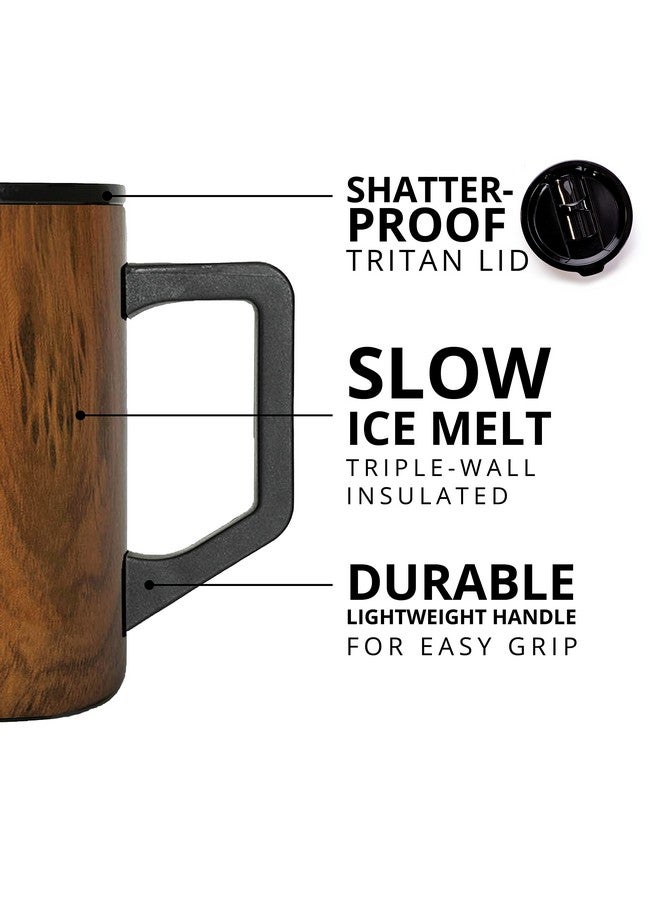 Elemental Insulated Coffee Mug - Triple-Wall Stainless Steel Summit Travel Cup for Hot and Cold Drinks - Thermal Coffee Mug with Lid and Handle for Camping, Office & Travel 16oz - Teakwood - Image 3