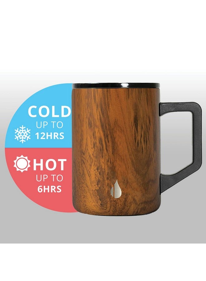 Elemental Insulated Coffee Mug - Triple-Wall Stainless Steel Summit Travel Cup for Hot and Cold Drinks - Thermal Coffee Mug with Lid and Handle for Camping, Office & Travel 16oz - Teakwood - Image 5