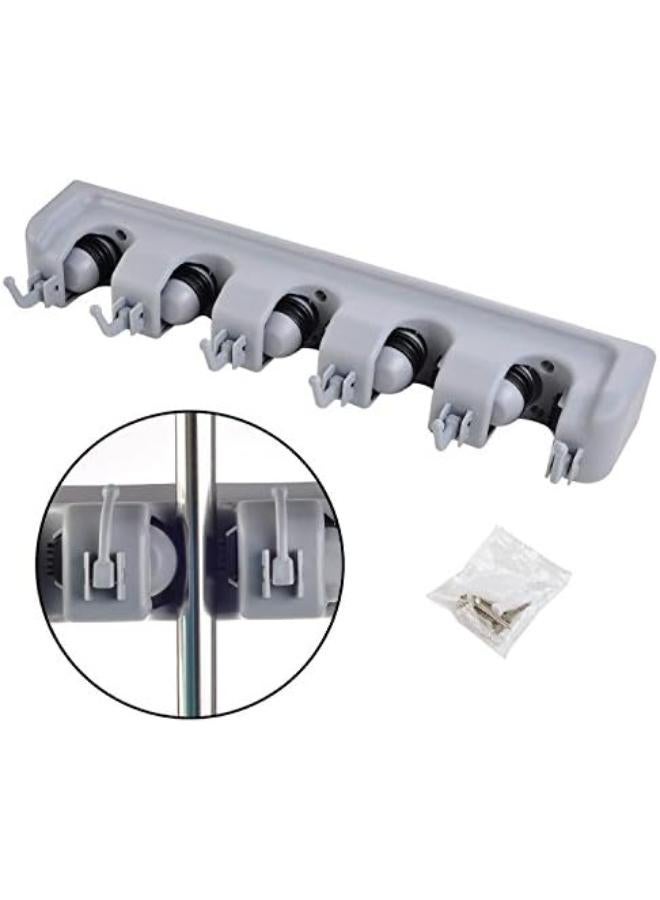 Generic Shsycer Mop And Broom Holder Wall Mounted Garden Tool Organizer Rake Or Mop Handles 5 Position With 6 Broom Hooks Garage Holds Up To 11 Tools For Garage Garden Kitchen Laundry Offices - Image 2