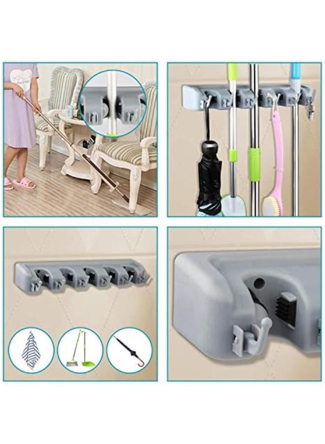 Generic Shsycer Mop And Broom Holder Wall Mounted Garden Tool Organizer Rake Or Mop Handles 5 Position With 6 Broom Hooks Garage Holds Up To 11 Tools For Garage Garden Kitchen Laundry Offices - Image 5