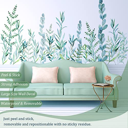 VePret Green Hanging String of Willow Wall Decals Peel and Stick, Large Plants Vinyl Wall Stickers, Removable Vine Home Decor Art for Bedroom Living Room Classroom Office - Image 3