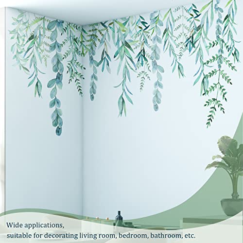 VePret Green Hanging String of Willow Wall Decals Peel and Stick, Large Plants Vinyl Wall Stickers, Removable Vine Home Decor Art for Bedroom Living Room Classroom Office - Image 4