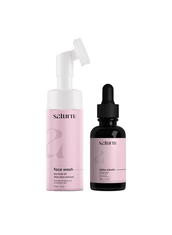 ساترن باي چي اتش سي مجموعة العناية بالبشرة: غسول الوجه الرغوي 120 مل ومصل ألفا أربوتين 30 مل يستهدف التصبغ ويرطب البشرة وينظفها بعمق ويغذيها ويرطبها - Image 1