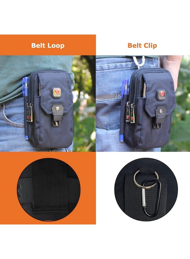 VIIGER Large Multi-Purpose Nylon Cell Phone Belt Holster for iPhone 16 Pro Max Case 15 Pro Max Galaxy S24 Ultra A15 5G Universal Dual Smartphone Pouch with Belt Loop Clip for Men for 2 Mobile Phones  - Image 4