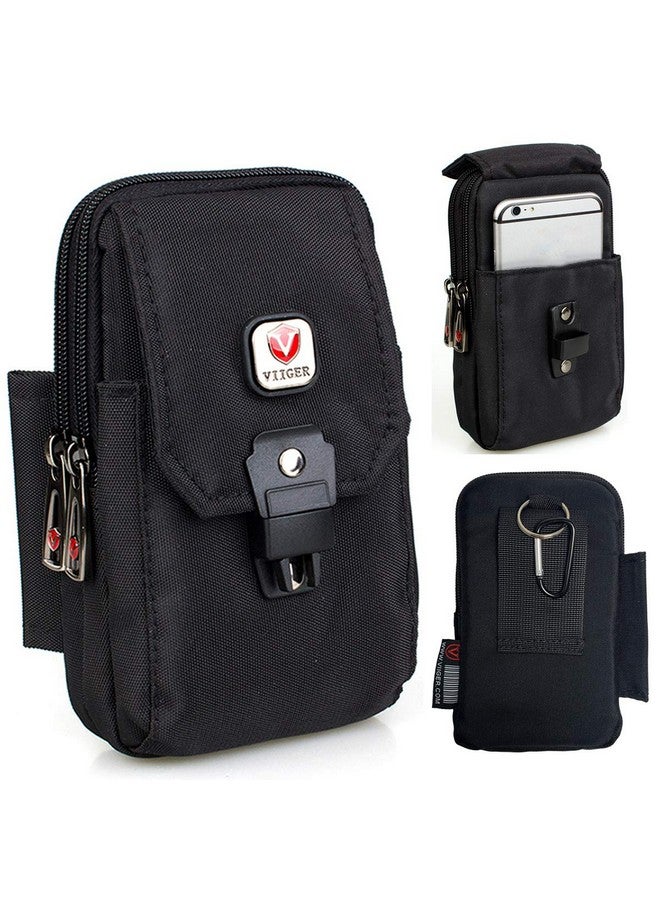 VIIGER Large Multi-Purpose Nylon Cell Phone Belt Holster for iPhone 16 Pro Max Case 15 Pro Max Galaxy S24 Ultra A15 5G Universal Dual Smartphone Pouch with Belt Loop Clip for Men for 2 Mobile Phones  - Image 1