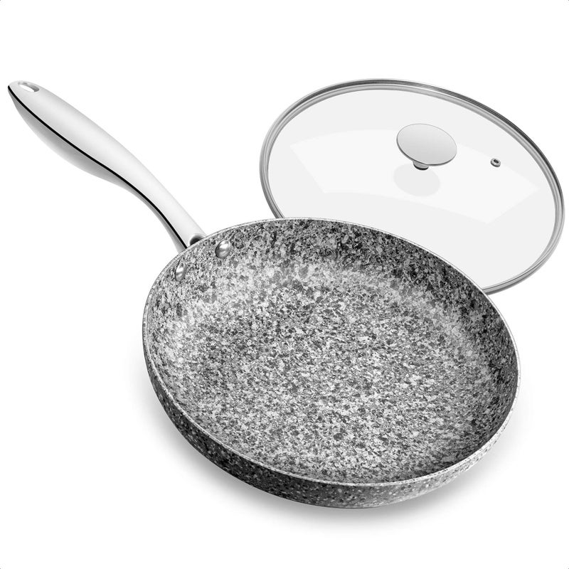 MICHELANGELO Frying Pan with Lid, Nonstick 12 Inch Frying Pan with Non toxic Granite Coating, Granite Frying Pan, Nonstick Frying Pans with Lid, Induction Compatible - Image 1