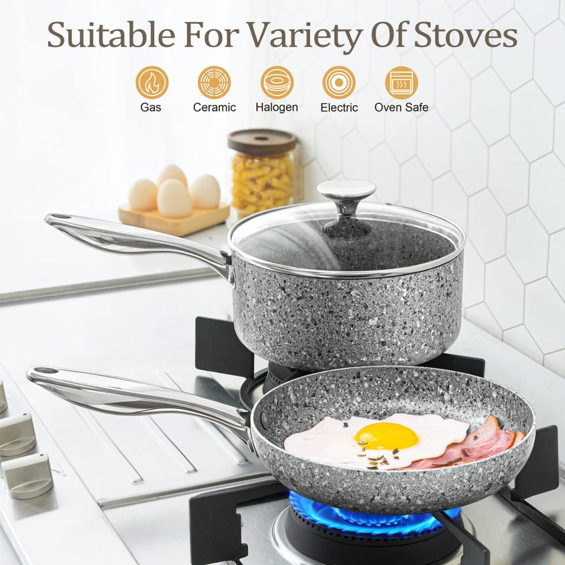 MICHELANGELO Frying Pan with Lid, Nonstick 12 Inch Frying Pan with Non toxic Granite Coating, Granite Frying Pan, Nonstick Frying Pans with Lid, Induction Compatible - Image 5