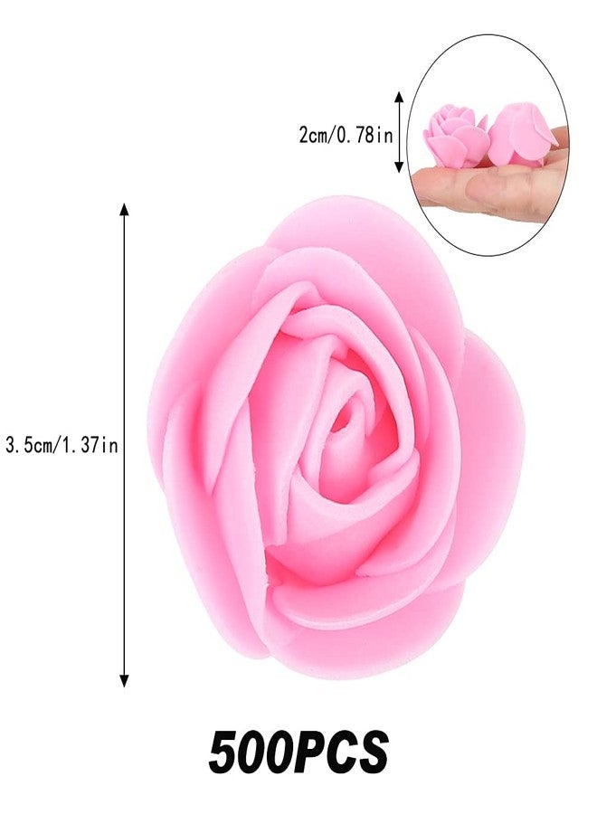 INSUNSIX 500pcs Mini Foam Rose Heads, Pink Artificial Flower Foam Fake Flower Bulk for DIY Crafts Wedding Bouquets Baby Shower Centerpieces Floral Arrangements Party Tables Home Decorations(Pink) - Image 2