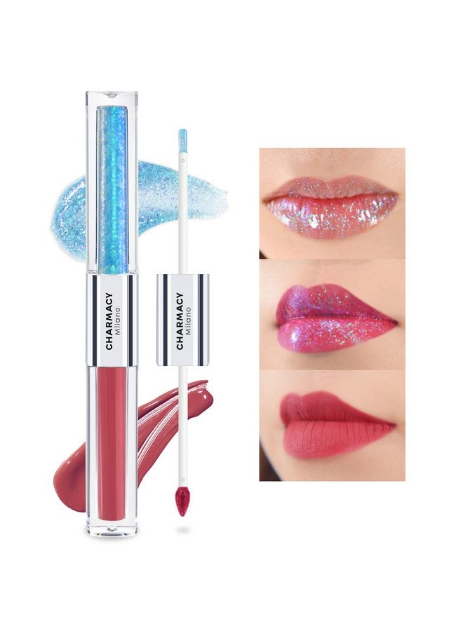 CHARMACY Multichrome Double Head Non-Stick Lip Gloss, Metallic Colourful Lip Glaze, Anti-transfer, Long Lasting Waterproof Liquid Lipstick Makeup (#02) - Image 1