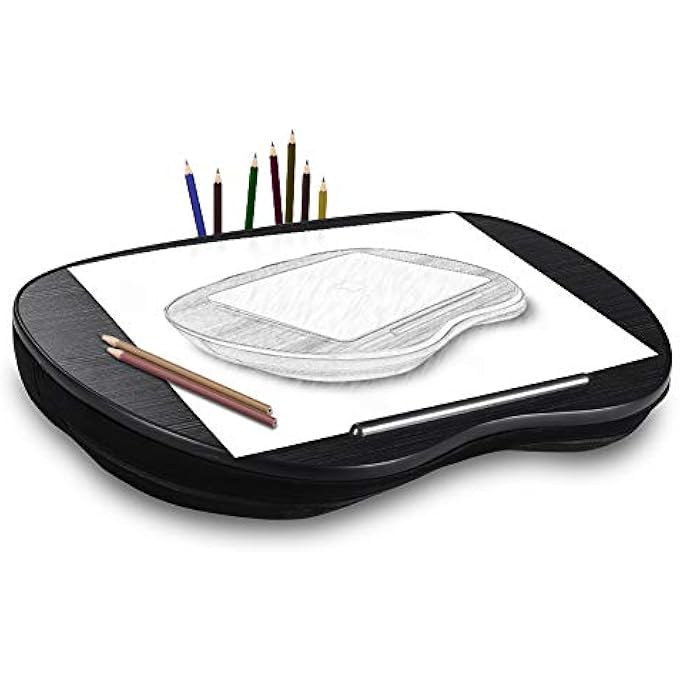 rayihni LAP DESK MULTI-FUNCTION KNEE DESK FOR LAPTOP MACBOOK IPAD TABLET FITS UP TO 18IN PORTABLE HAND PILLIOW, COMFORTABLE CUSHION- SQUARE BLACK ... 18.9"W * 13.8"D * 3.1"H - Image 1