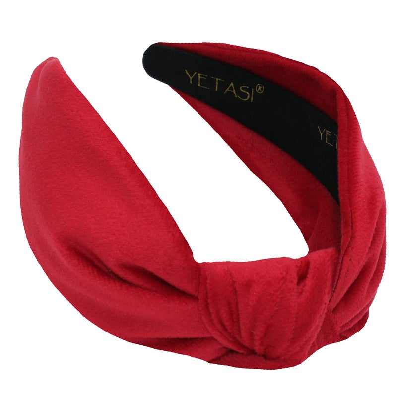 YETASI Red Velvet Headbands Women Girls Trendy Womens Headbands are Knotted Headband for Womens Hair Head band Top Knot Fashion Designer