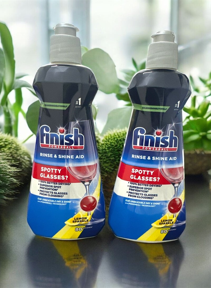 Finish Assistant Rinse for Lemon Dishwasher 400 ml, 2 Pack - Image 1