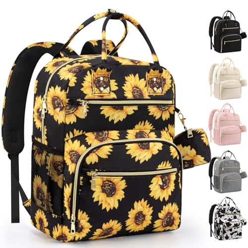 Pritent Diaper Bag BackpackBaby Essentials Diapers Bag with Pacifier CaseMultipurpose Stylish Large Capacity Travel Backpack for Baby GirlBoyMSunflower - Image 1