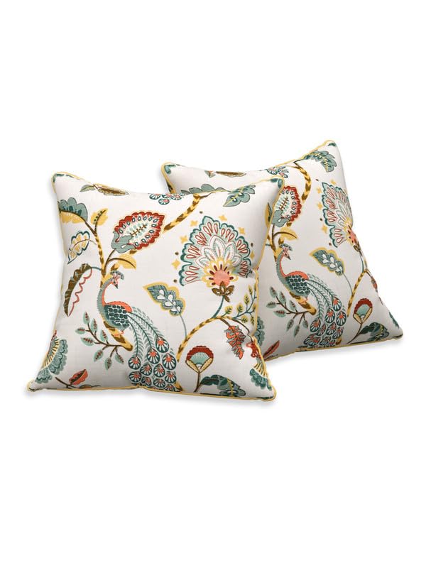 EasyGoods India Premium Cotton Cushion Covers 16x16 Inch | Soft Durable Fabric | Elegant Printed Covers for Sofa & Living Room | Hidden Zipper |Set of 2 - Image 4