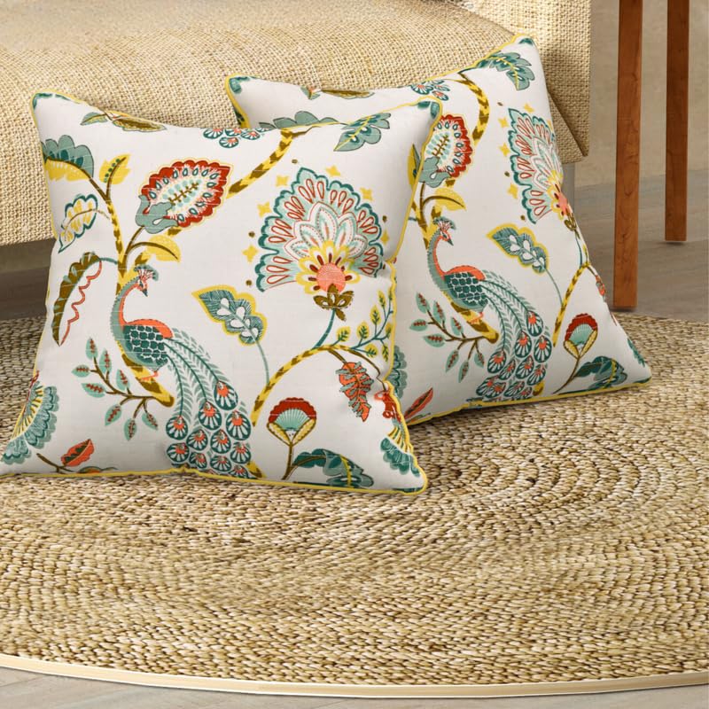 EasyGoods India Premium Cotton Cushion Covers 16x16 Inch | Soft Durable Fabric | Elegant Printed Covers for Sofa & Living Room | Hidden Zipper |Set of 2 - Image 1
