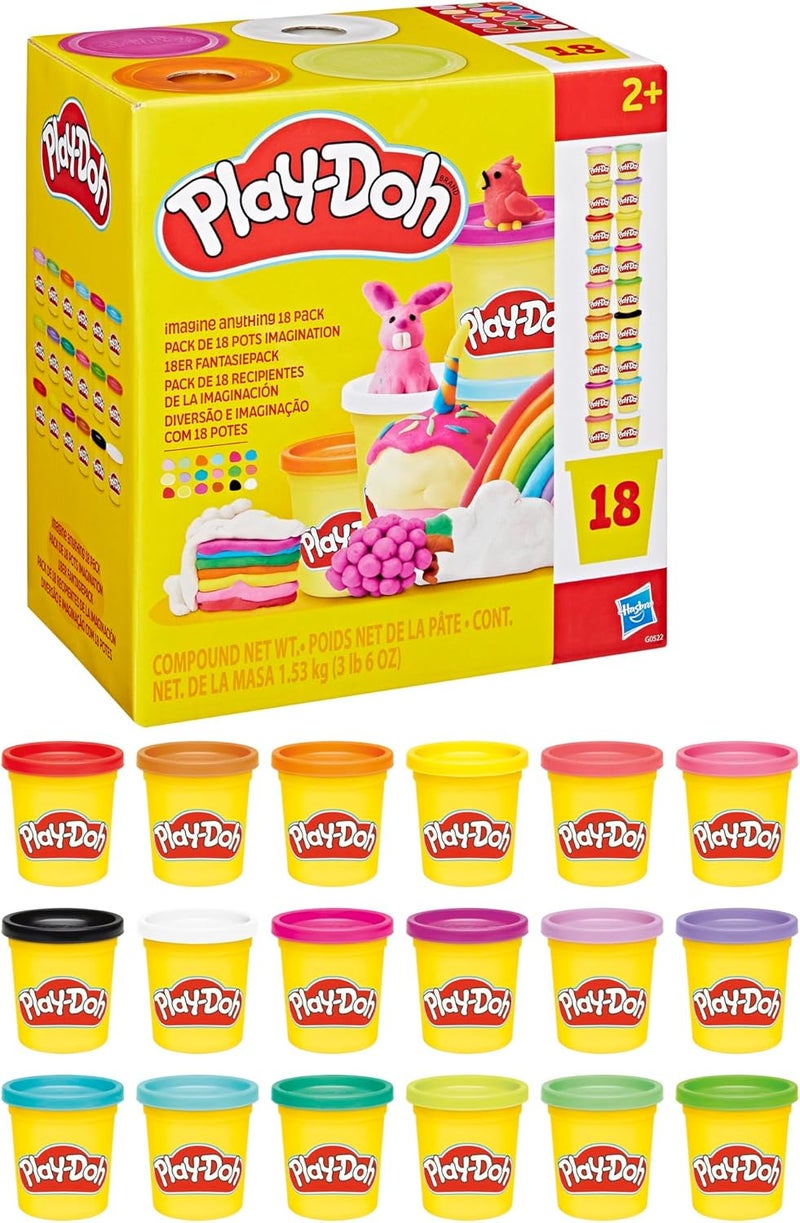 Play-Doh مجموعة بلاي دو 18 عبوة تخيل أي شيء، علب 3 أونصات، ألوان متنوعة، ألعاب الفنون والحرف للأطفال من 2 سنة فما فوق - Image 2