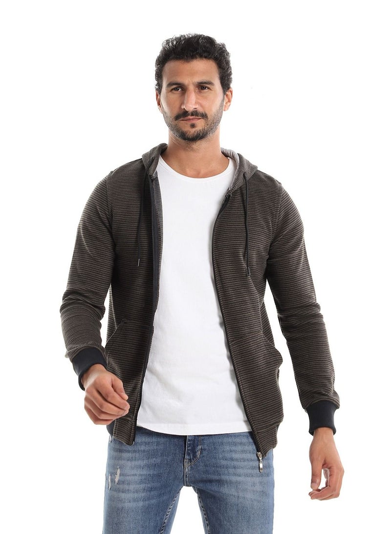 Caesar Mens Stripped Hoodie With Zipper - Image 1