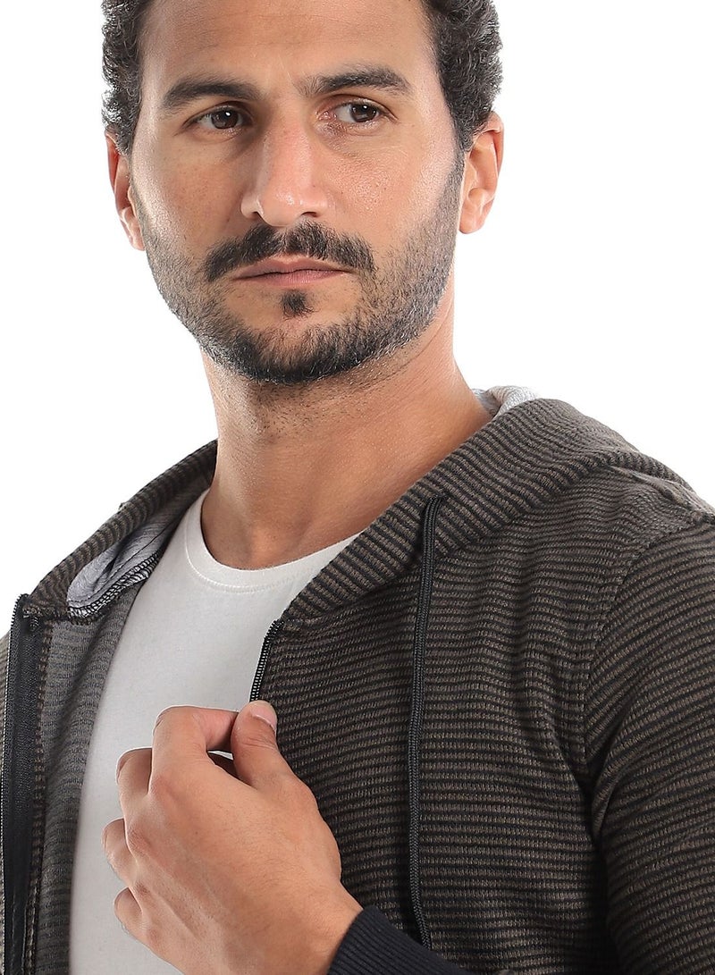 Caesar Mens Stripped Hoodie With Zipper - Image 4