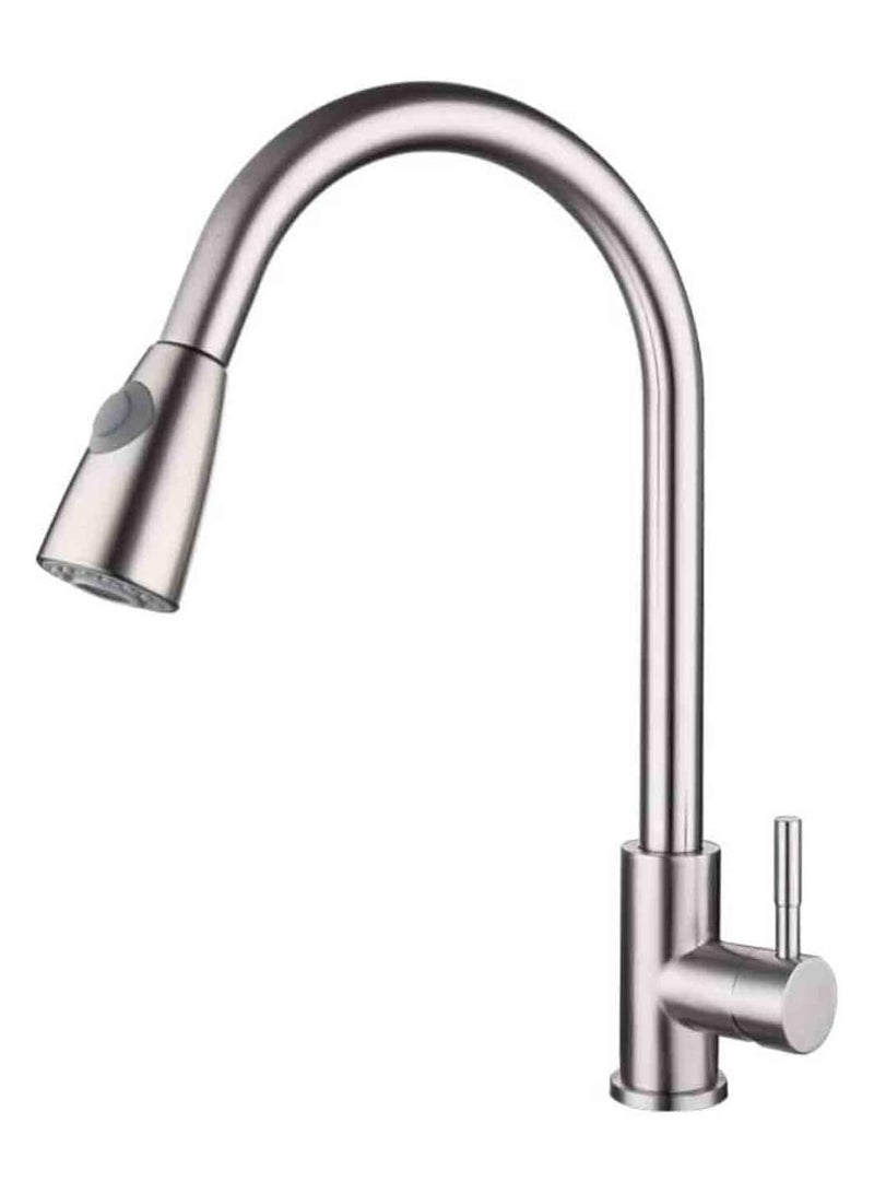 KASTWAVE Kitchen Faucet Tap, Kitchen Pull Out Tap Faucet, Kitchen Sink Hot And Cold Water Faucet, Two-Way Sprayer, Single Handle Faucet, 360 Degree Rotating (Silver) - Image 1