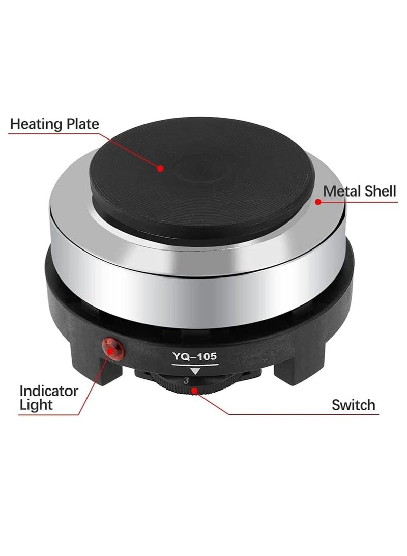 DubaiGallery Electric Heating Plate Small for Fondue, Mini Hob Electric, Camping Hob, Office or Camping Electric Hob Household Small Hob 500 W 220 V (Black) - Image 3