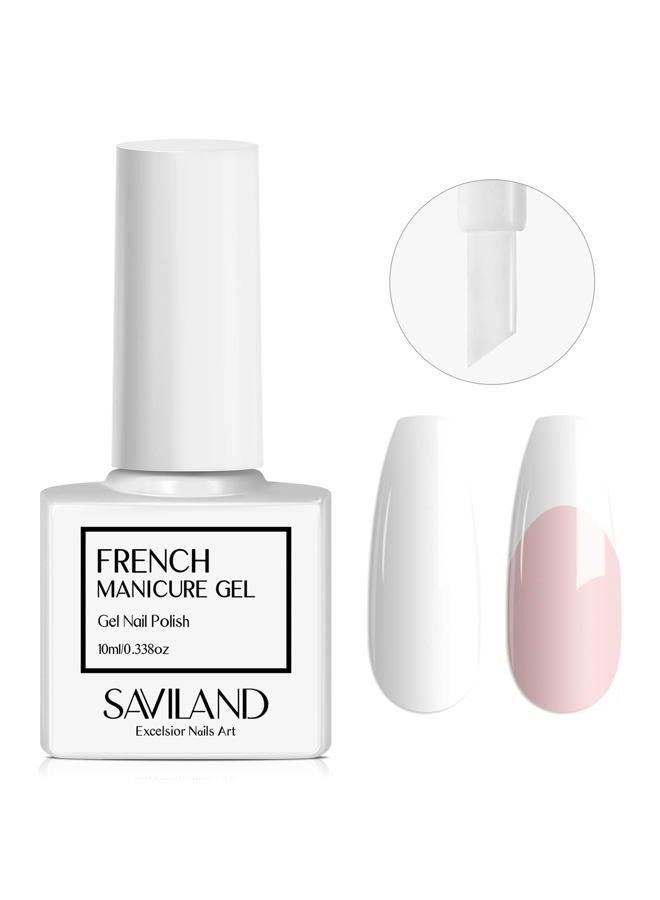 Saviland French Gel Nail Polish: 1PC 10 ML White Gel Polish Easy French Smile Line in 5s French Tip Nail Tool French Nails U V LED Gel French Tip Nail Art Nail Supplies for Starter Professional Gift - Image 1