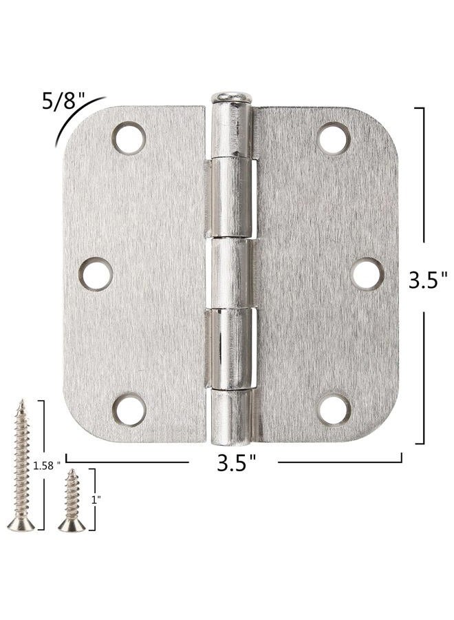 KIW 12 Pack Nickel Door Hinges Brushed Nickel Hinges for Doors 3 1/2 Interior Door Hinges Satin Nickel 3.5"x3.5 Inch Hinges Rounded 5/8" Radius Standard Residential Bedroom Door Hinge Sturdy Door Hardware - Image 4
