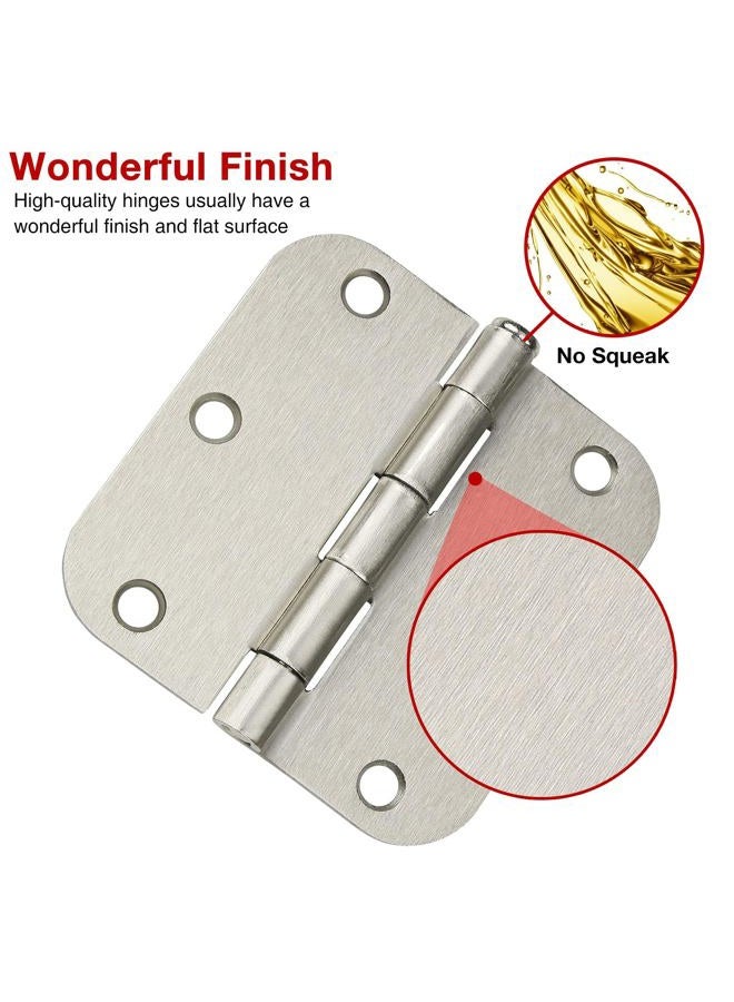 KIW 12 Pack Nickel Door Hinges Brushed Nickel Hinges for Doors 3 1/2 Interior Door Hinges Satin Nickel 3.5"x3.5 Inch Hinges Rounded 5/8" Radius Standard Residential Bedroom Door Hinge Sturdy Door Hardware - Image 2