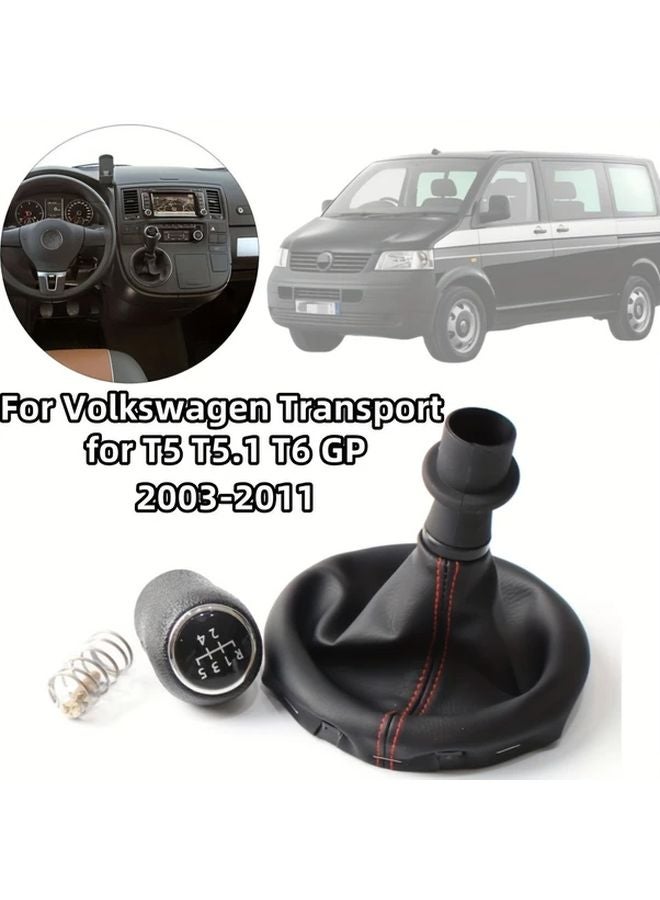 فولكس فاجن T5 T5.1 T6 جي بي 2003 2011 5 سرعات غطاء مقبض ناقل الحركة من الجلد - Image 2