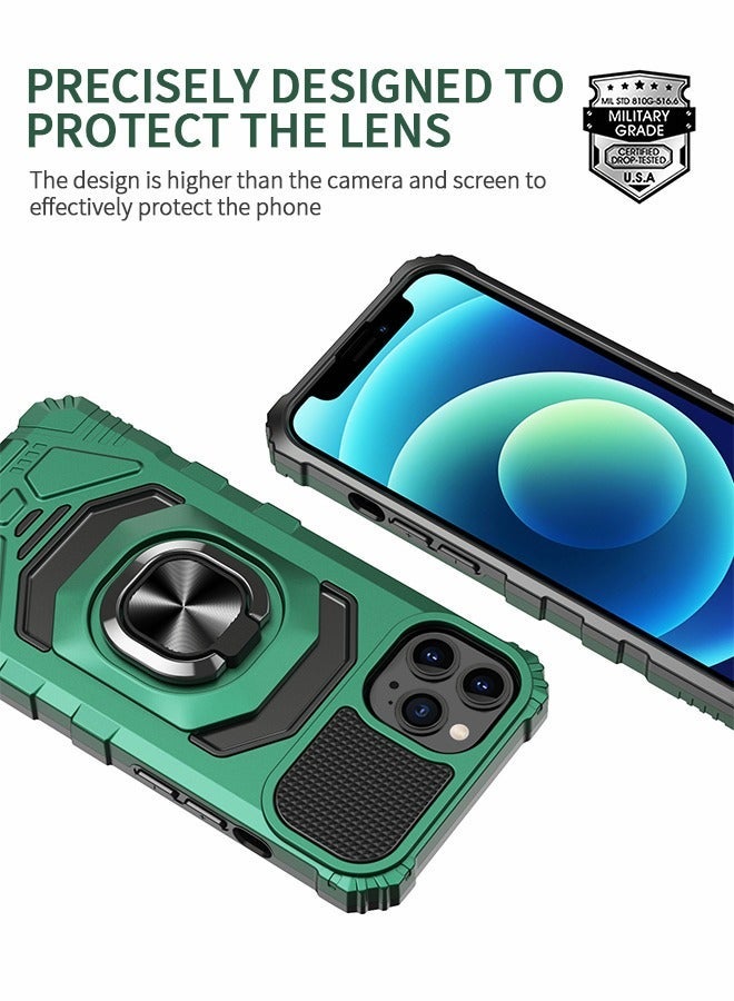 GROIC For Iphone 14 Pro Case, Heavy Duty Shockproof Solid Ring Stand Phone Cover, Four Corner Shell, Magnetic Car Case 6.1 Inch (green) - Image 4