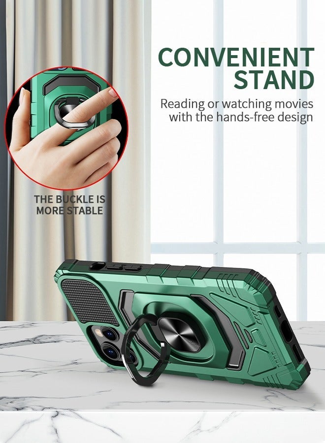 GROIC For Iphone 14 Pro Case, Heavy Duty Shockproof Solid Ring Stand Phone Cover, Four Corner Shell, Magnetic Car Case 6.1 Inch (green) - Image 3