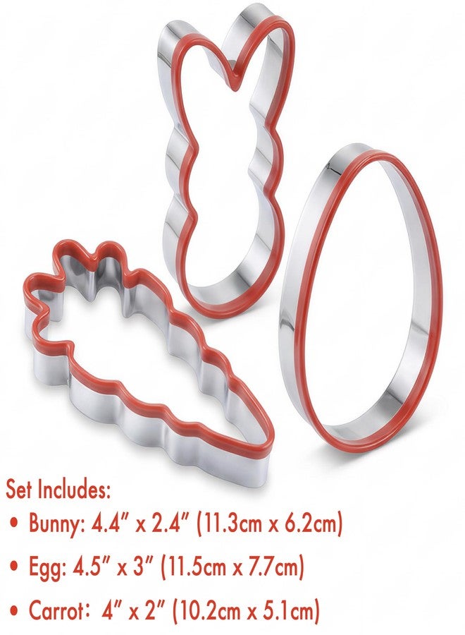 COOKIEQUE 3-Piece Easter Fun Cookie Cutters, Easter Bunny, Egg and Carrot,Heavy Duty Food-Grade Stainless Steel,Unique Design with Protective Red Top PVC - Image 4