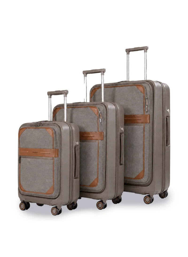 Magellan Magellan PC Hybrid Trolley 3 Piece Luggage Set PCF2584T4-3P – 20/25/29 Inch, 4 Spinner Wheels, TSA Lock, USB Port, Expandable