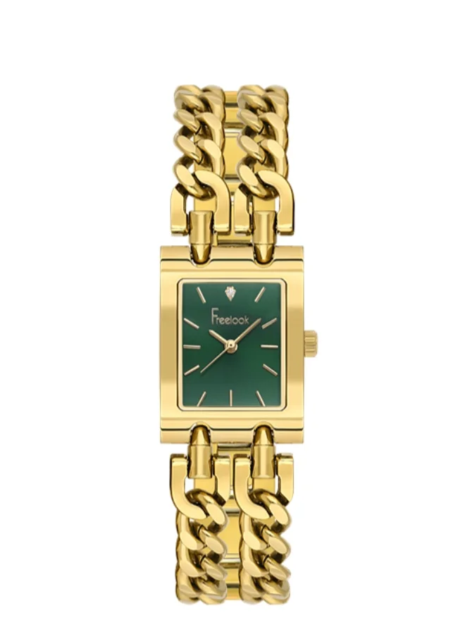 Freelook Paris Freelook - Jolie Women's Watch | Steel Case | Stainless Steel Band | Dark Green & Rectangle Dial | Analog | Japanese Quartz | Mineral Glass | Premium Luxury Watch | Ideal Gift | Water Resistant 50 Meters