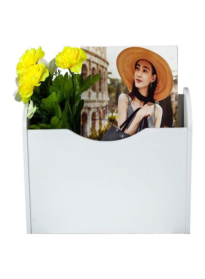 PAG Wall File Holder Wall Mounted Wood Hanging File Organizer for Office, 2 Pockets, White - Image 2