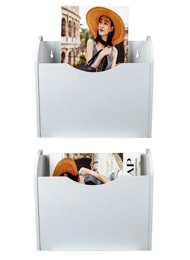 PAG Wall File Holder Wall Mounted Wood Hanging File Organizer for Office, 2 Pockets, White - Image 1