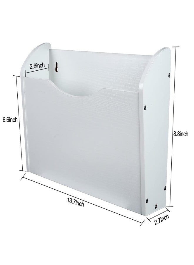 PAG Wall File Holder Wall Mounted Wood Hanging File Organizer for Office, 2 Pockets, White - Image 4