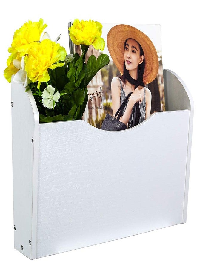 PAG Wall File Holder Wall Mounted Wood Hanging File Organizer for Office, 2 Pockets, White - Image 3