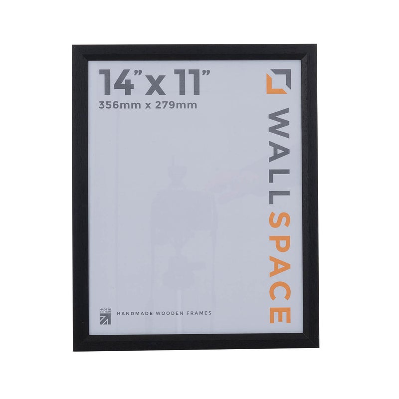 Wall Space 14x11 Black Frame  Bevelled Wooden Black Picture Frame 14x11 inches  Grained Wood 11x14 Black Frames  Solid Wood  Real Glass Picture Frame