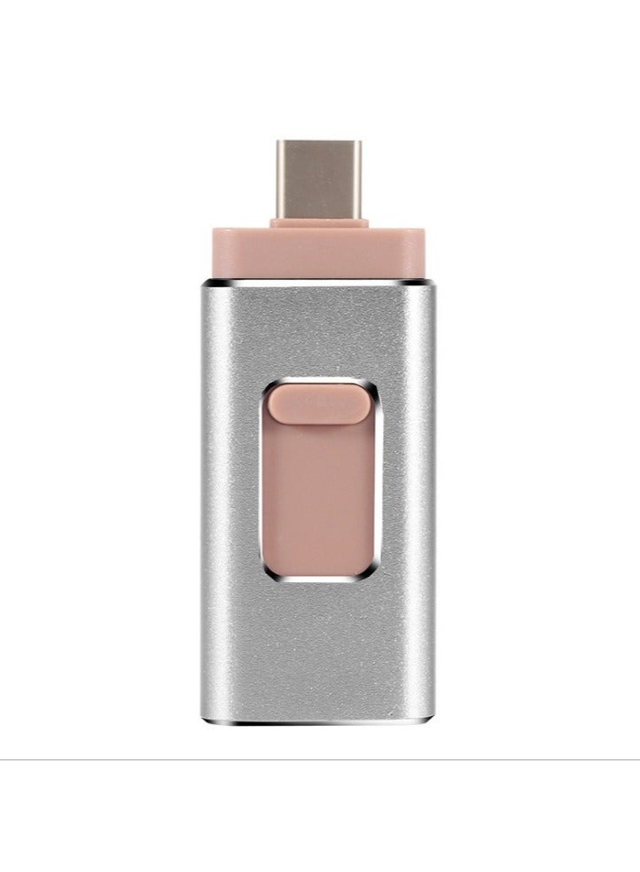 8GB USB Flash Drive, Shock Proof 3-in-1 External USB Flash Drive, Safe And Stable USB Memory Stick, Convenient And Fast Metal Body Flash Drive, Silver Color (Type-C Interface + apple Head + USB)  - Image 1