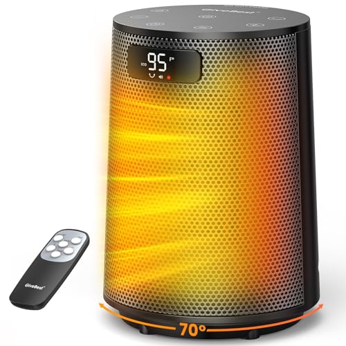 GiveBest Space Heater, Electric Portable Heaters for Indoor Use with Thermostat and Remote, 70°Oscillation, Digital Display, 12H Timer, 1500W PTC Ceramic Fast Safety Heat for Office Bedroom Home Desk - Image 1